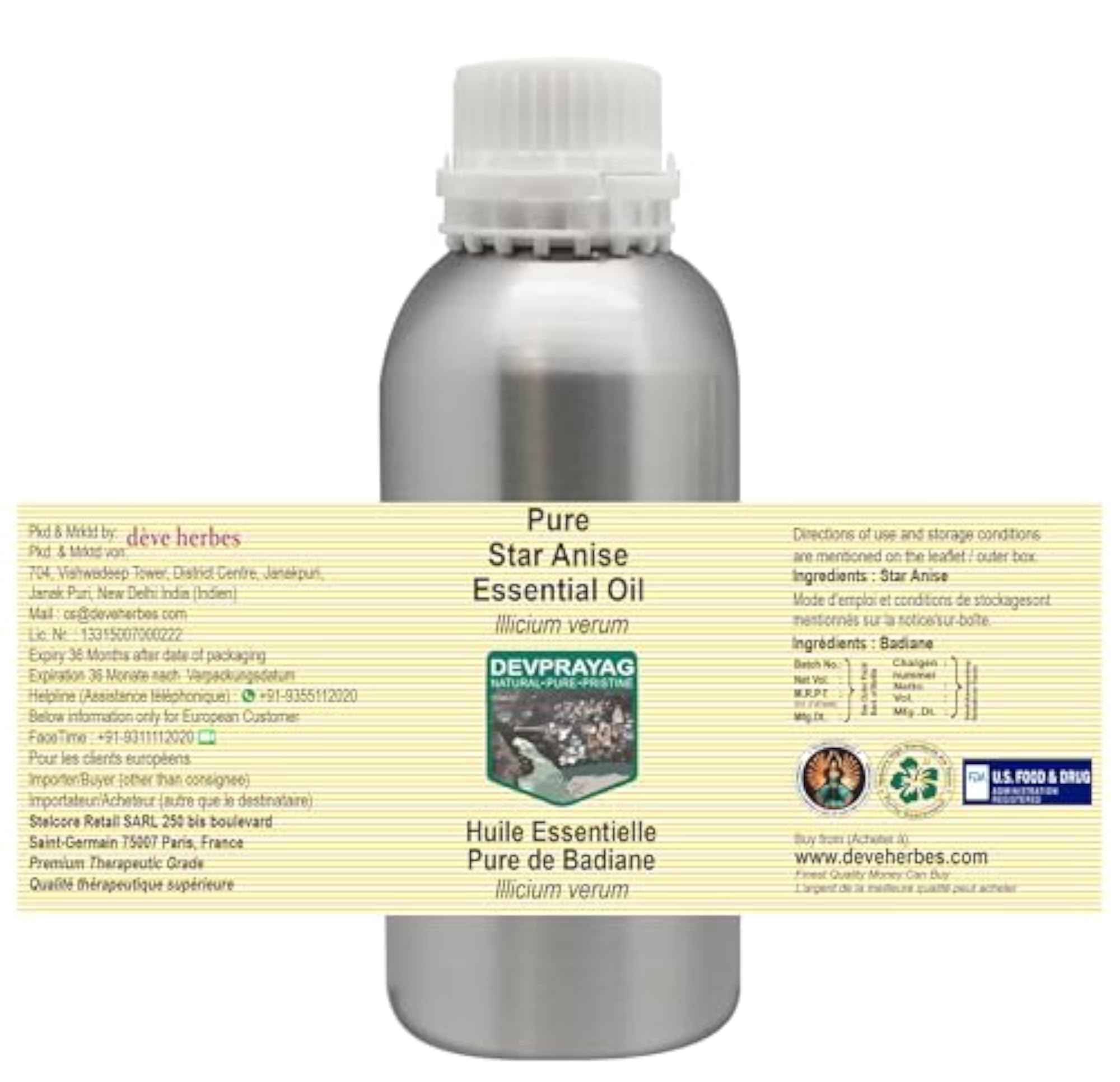 Star Anise Essential Oil with Glass Dropper, Pure & Natural