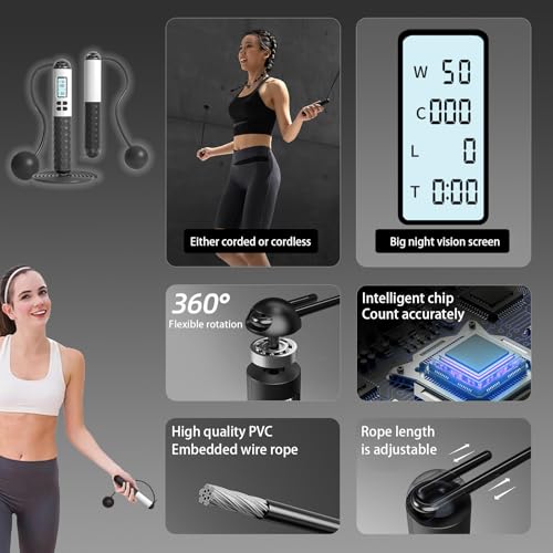 Skipping Rope for Adults, 2.8M Steel Wire with 35MM Rubber Ball, Adjustable Jump Rope with Dual Use for Fitness and Exercise, Lightweight & Durable Skipping Rope for Weight Loss, Boxing - Image 4