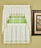 Today's Curtain Heirloom Eyelet Embroidered Cutwork Battenberg Style Window Collection (White, 58W x 24L Tier Pair)