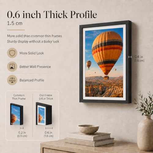 Image of JCJMY 12x16 Picture Frame Black with 11x14 Mat, Display Photo 11x14 with Mat or 12 x 16 Without Mat, Wall Hanging Large Frame with Plexiglass, Black