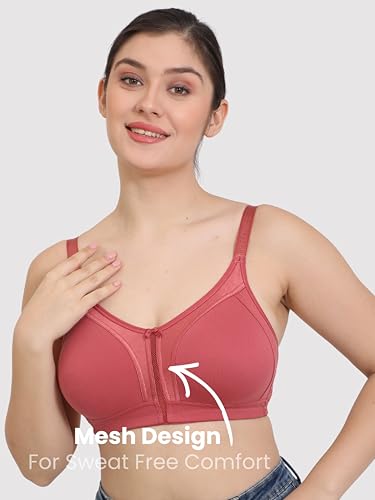 Image of GLAMORAS Women Cotton Spandex Non Padded & Non Wired Minimizer Everyday Bra| Structured for Bounce Control with Full Coverage & Broad Side Wings Prevents Side Spillage