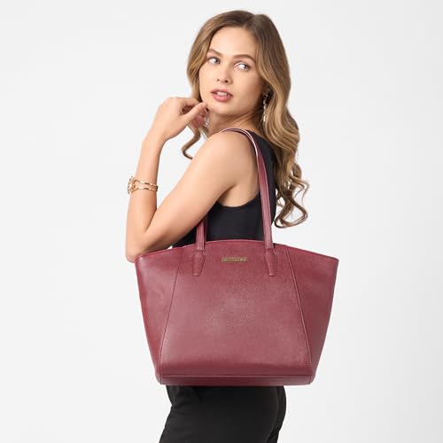 Image of Caprese Ruby Large Tote Bag for Women with Comfortable Straps | Stylish Shoulder & Handheld Bag | Fits Up to 16 Inch Laptop | Durable, Multi-Compartment Design for Work, Travel, Shopping