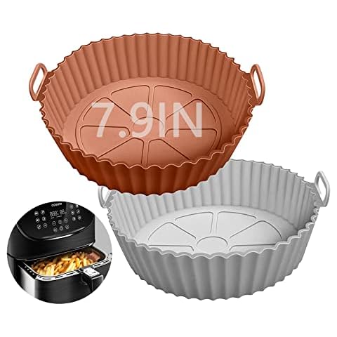 2Pcs Reusable Silicone Air Fryer Liners, 7.9 inches Round Silicone Air Fryer Pot, Reusable Silicone Air Fryer Basket for Home Kitchen Baking Air Fryer Accessory Cover
