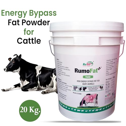 Image of REFIT ANIMAL CARE Rumen Bypass Fat Powder for Cows, Buffalo, Goat, Cattle and Other Dairy Farm Animals 20 Kg, RumoFat+
