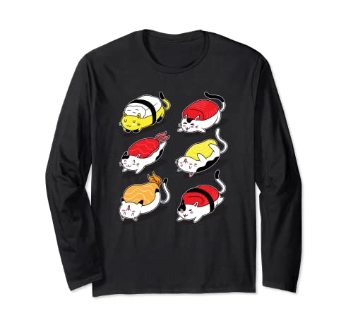Cat Food Sushi Roller, Anime Movie Lover Funny Japanese Food Maglia a Manica