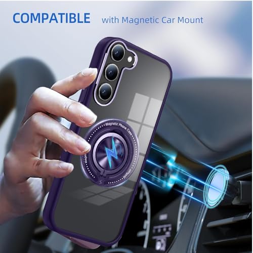 Image of KARWAN️360 Degree Stand with Mag-Safe Case with N52 Strong Magnets Mag-Safe Phone case Cover for Samsung Galaxy S23 || Mobile Back Cover for Samsung Galaxy S23 || Purple