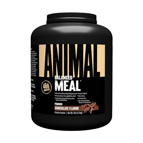 Animal Meal – All-Natural High Calorie Meal Replacement Shake, Whole Food Ingredients, Aids in Muscle Recovery and Accelerated Growth, with Egg White, Beef & Pea Protein Blend, Chocolate Flavor, 5 lbs