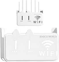 JENICO WORLD Self-Adhesive WiFi Storage Box, Router Holder Case Wall Mount-Universal Wall Shelf for Modem, Set-Top Box, Smart Devices-Space-Saving Cable Organizer Stand for Home & Office (Multicolor)