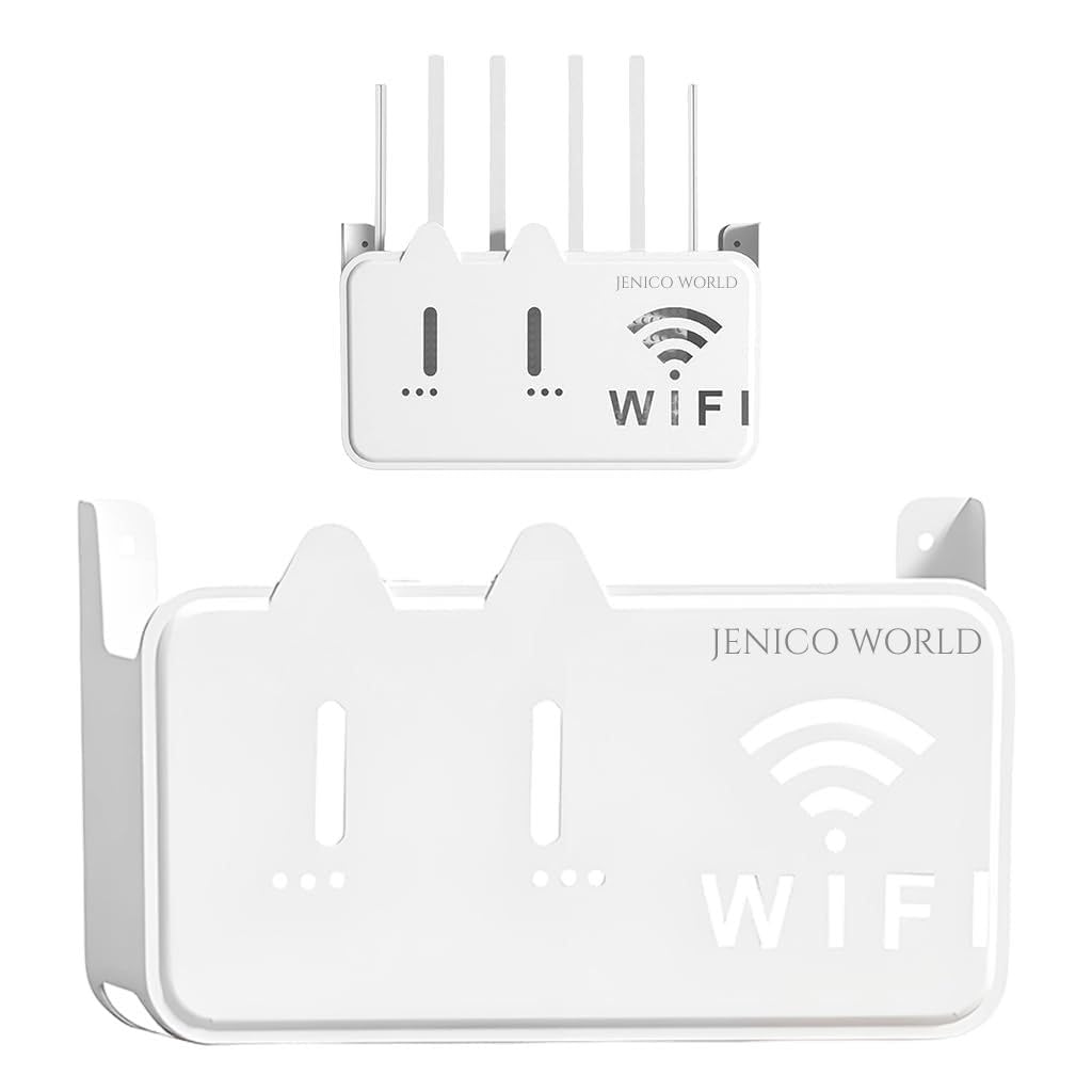 Self-Adhesive WiFi Storage Box, Router Holder Case Wall Mount-Universal Wall Shelf for Modem, Set-Top Box, Smart Devices-Space-Saving Cable Organizer Stand for Home & Office (Multicolor)