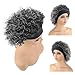 Allyreetress Gray Wigs for Black Women Salt and Pepper Wig Kinky Curly Headband Wig with Headband Attached None Lace Front Wigs Natural Like Human Hair 180% Full Density(T1B/Gray)