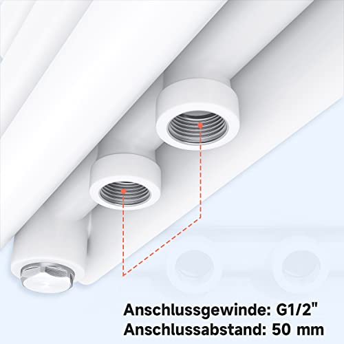 SONNI Design Heizkörper 593x1200mm Weiß Doppellagig Horizontal Paneelheizkörper Seitenanschluss Badheizkörper