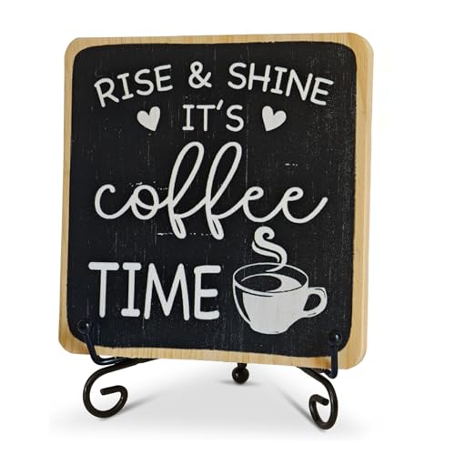 Farmhouse Coffee Bar Sign, Rise & Shine It's Coffee Time, 6