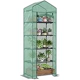 Outsunny Serra da Balcone a 5 Livelli con Porta Avvolgibile, Serra per Orto con Struttura ...