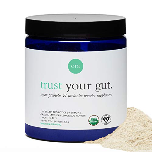 Ora Organic Prebiotic and Probiotic Powder Supplement - 20 Billion Probiotics, 6 Strains for Best Prebiotic Powder, Non-GMO, Probiotics for Women, Men & Kids - Lavender Lemonade Flavor, 30 Servings