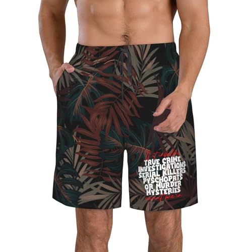 If It Involves Count Me in, True Crime Men's Casual Board Shorts - Elastic Waist Drawstring Swim Trunks,