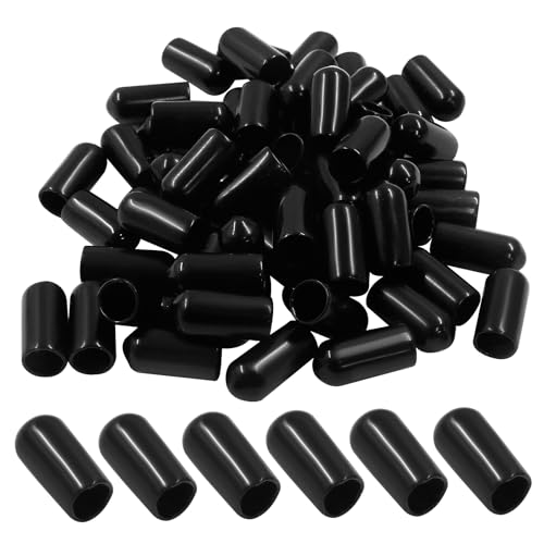 Image of 60 Pcs 6.5mm (1 /4 inch) Rubber End Caps Bolt Screw Protector, Black | PVC Flexible Impact Absorbing, Prevents Scuffs Dust Rust, Fits 6.5-7mm Round Tube Threads, Indoor Outdoor Use