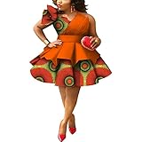 XIAOHUAGUA African Dresses for Women Ankara Print One Shoulder Multi-Layer Mini Dress Dashiki Party Wedding Clothing