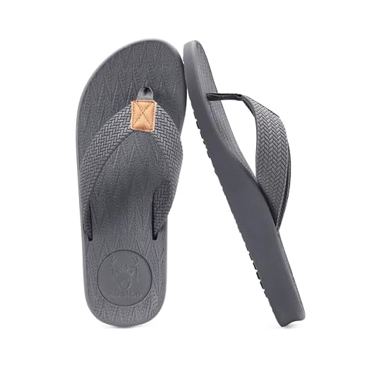 KuaiLu Mens Flip Flops Comfortable Arch Support Thong Sandals Grey Size 10