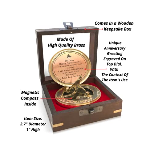 Oakiway Anniversary Sundial Compass Gift For Him Or Her, With Special Greeting - Romantic Gift Ideas For Husband Or Wife, Our Wedding Aniversity, Gifts For Men, 50Th 40Th 25Th 20Th Anniversary #TOP2