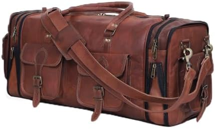 Leather Handmade Vintage Travel Luggage 32 Inch Leather Duffle Ba...