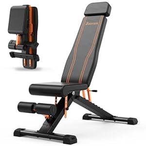 400 kg Hantelbank, zusammenklappbar – Bonvork Hantelbank, komplett, verstellbar, aus kommerziellem Stahl, 80 x 40 mm für Ganzkörpertraining, neigbare Bauchmuskelbank
