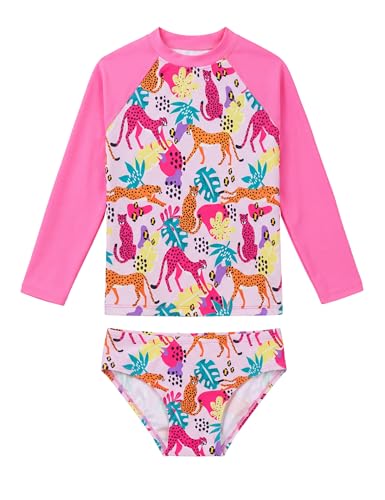 Image of Girls Swimsuit Long Sleeve Rush Guard Bathing Suit Swimwear with Bikini Bottom Sun Protection