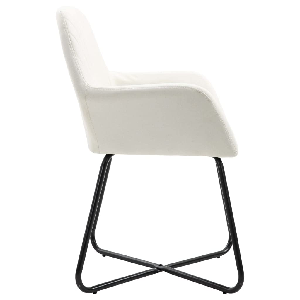 Juego de 2 sillas de comedor de tela crema | Asiento suave con reposabrazos, respaldo ergonómico, patas de acero, capacidad de 110 kg