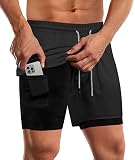 Fasker Mens Workout Shorts, 2 in 1 Mesh Quick Dry Athletic Shorts 7" Gym Yoga Running Shorts with Po