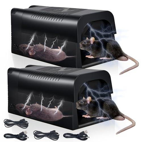 2 Pack High Voltage Electric Mouse Trap Zapper, Instantly Kills