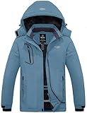 Wantdo Chaqueta de Esquí Cálida para Mujer con Forro Polar Chaqueta de Snowboard Impermeable con Capucha Abrigo de Montaña Impermeable Antiviento Mujer Orquídea Gris M