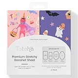 Halloween Bassinet Sheets Neutral Fits Standard 16" X 32" Mattress, Pink Pumpkin Bassinet Fitted Sheet Set 2-Pack, Universal Fit for Hourglass Oval and Rectangle Bassinet Mattress, Boo, Trick or Treat