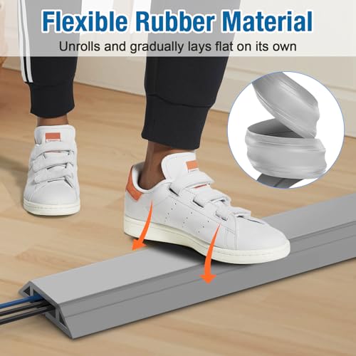 Image of Eapele Floor Cord Cover 4ft Cord Covers for Wires on Floor, Heavy Duty Extension Cord Cover, Rubber Floor Cable Cover, Prevent Trip Hazard for Sidewalk Home Office Outdoor or Indoor Settings