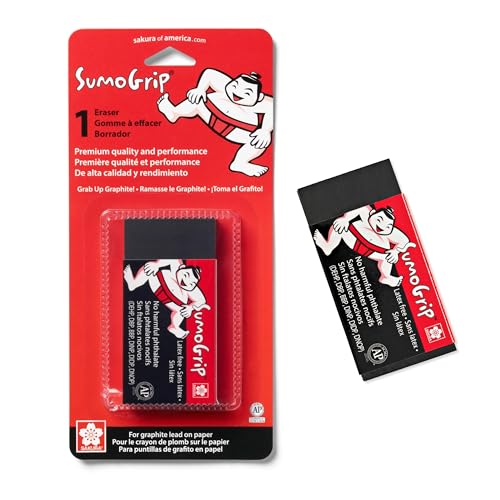 Sakura SumoGrip Block-Radiergummi – mikroporöser Radiergummi für Schule, Zeichnen und Schreiben – schwarze Farbe – große Größe B300