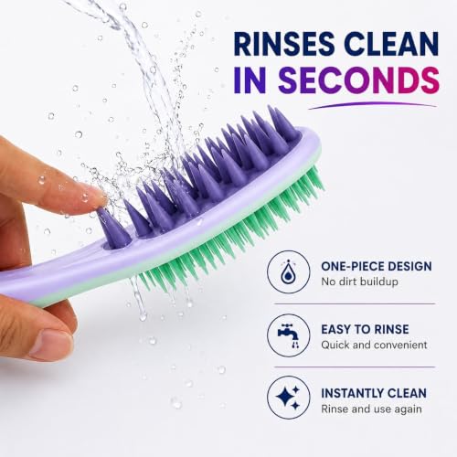 Image of KAIDAA 2 in 1 Scalp Massager & Shampoo Brush (Comb) for Hair Growth & Dandruff Removal | Soft Silicone Bristles Hair Scalp Scrubber & Exfoliator | Wet & Dry Use Hair Massage Brush
