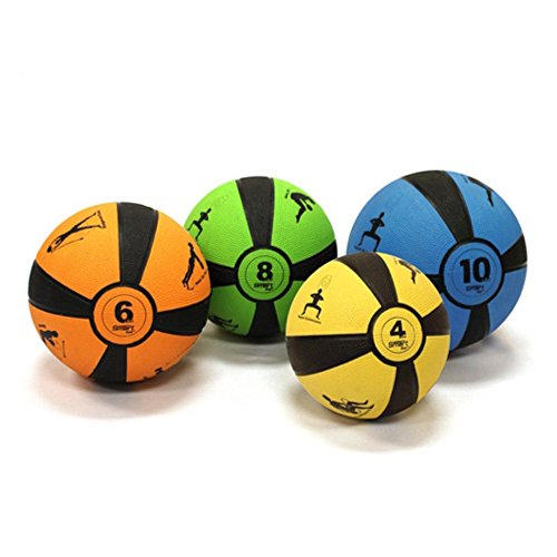 4lb Smart Self-Guided Medicine Ball – Rubber Medicine Ball Helps Develop Core Strength, Balance and Coordination, Features 8 Exercises Printed on Ball for Easy Reference, Yellow, Prism Fitness