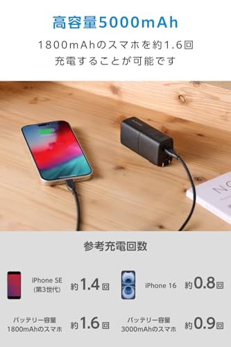 エレコム モバイルバッテリー 5000mAh 30W コンセント一体型 PD対応 2ポート Type-C USB-A ブラック EC-C49LBK