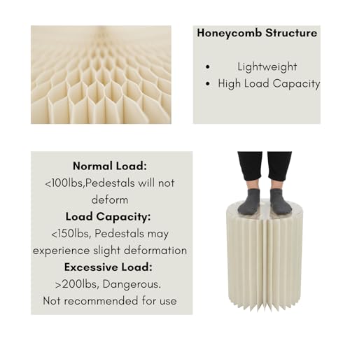 Cylinder Stands for Party, Shape&Use 3PCS Round Cream White Pedestal Display Stands, Foldable Cardboard Columns for Wedding, Birthday, Anniversary Decor, 11.8in Dia. (23.6/31.5/39.4in H) with Storage Bag by Shape & Use - Used condition - Image 6