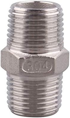 Hex Nipple 1/2 Inch Male NPT - DERPIPE Stainless Steel 304 Threaded Pipe Fitting for Brew Kit, Home Piping Application(Pack of 1)
