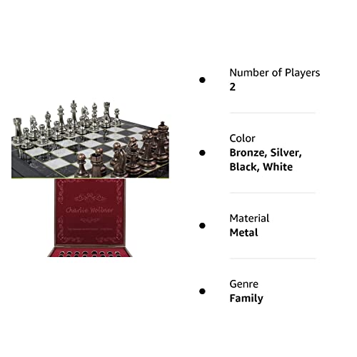 Antochia Crafts 14 Inches Personalized Chess Set - Boxed Custom Chess Board and Metal Chess Figures Set - Gift Idea