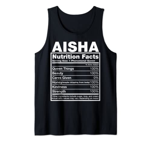 Aisha Nutrition Facts - Camiseta de cumpleaños con nombre Aisha Camiseta sin Mangas