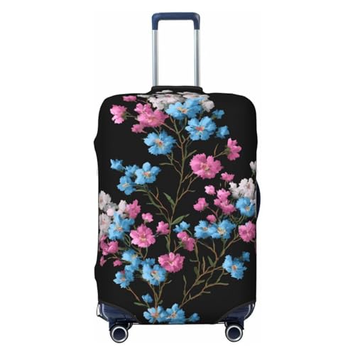 Pink White Blue Small Flowers Bunch Retro Elastic Travel Luggage Covers Dustproof Scratch-Resistant Suitcase Protector Fit 22-24 Inch