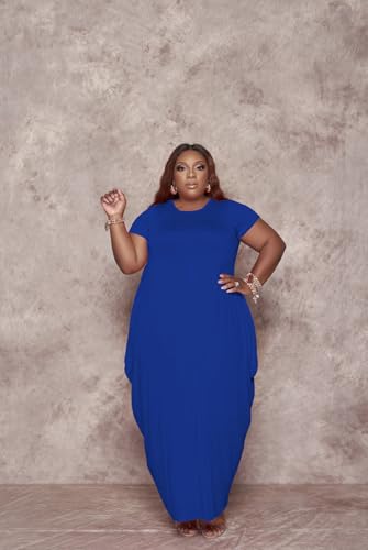 Image of YeGine Oversize Tshirt Dress Plus Size Short Sleeve Maxi Dress with Pockets