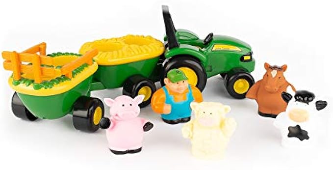 John Deere Animal Sounds Hayride Musical Tractor, Toddler Toys— Includes Farmer Figure, Tractor, and 4 Farm Animals-Girls and Boys Ages 12 Months and Up