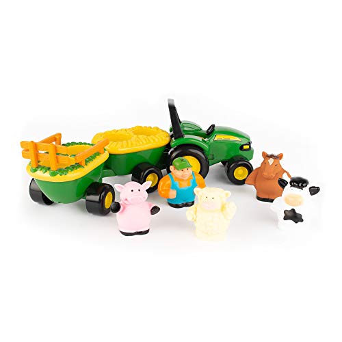 TOMY John Deere Animal Sounds Hayride Musical Tractor Toy - Musical Hayride Toddler Toys - Includes Farmer Figure, Tractor, and 4 Farm Animals - Toddler Music Toys - Ages 12 Months and Up by TOMY - Used condition - US$23.01