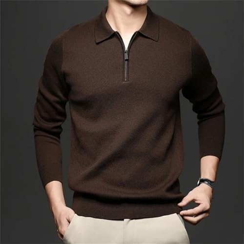 Men's Winter Wool Sweater Lapel Thickened Pullover Solid Half Zipper Korean Version Casual Knitted Sweater2