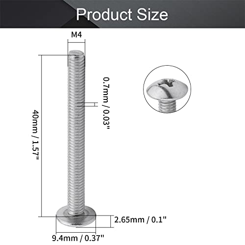 Mromax MRO190908N-0074 M4 X 40Mm Machine Screws Phillips Cross Truss Head Screw 304 Stainless Steel Fasteners Bolts 15Pcs thumb #1