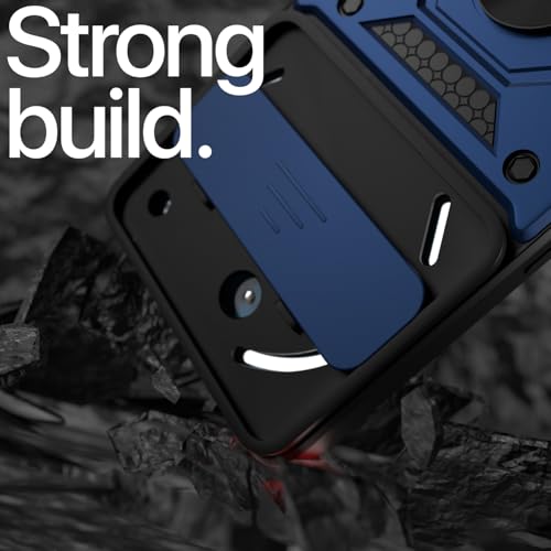 Image of Pikkme Back Cover for Nothing Phone 3a 5G | Sliding Camera Shield with Ring Stand | D10 Full Camera Protection Bumper Case (Blue) | 360 Protection Case
