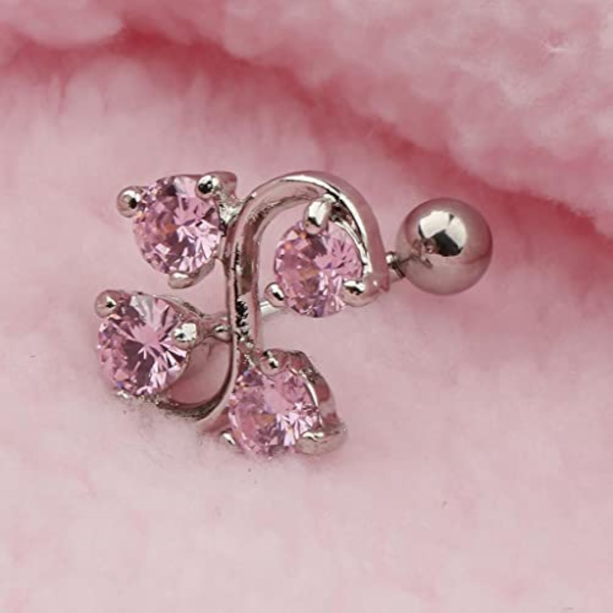14G Zircon Crystal Belly Button Bar Navel Ring, Body Piercing