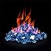 Onlyfire 10 pounds Fire Glass for Propane Fire Pit and Gas Fireplace, 1/4 Inch Reflective Firepit Glass Rocks for Fire Pit Table and Fire Bowl, High Luster Pacific Blue