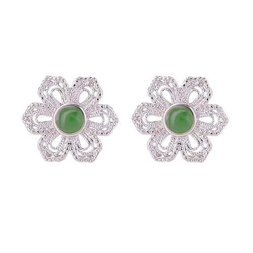 Bijoux Hotan boucles d'oreilles à tige argent sterling et jade vert véritable